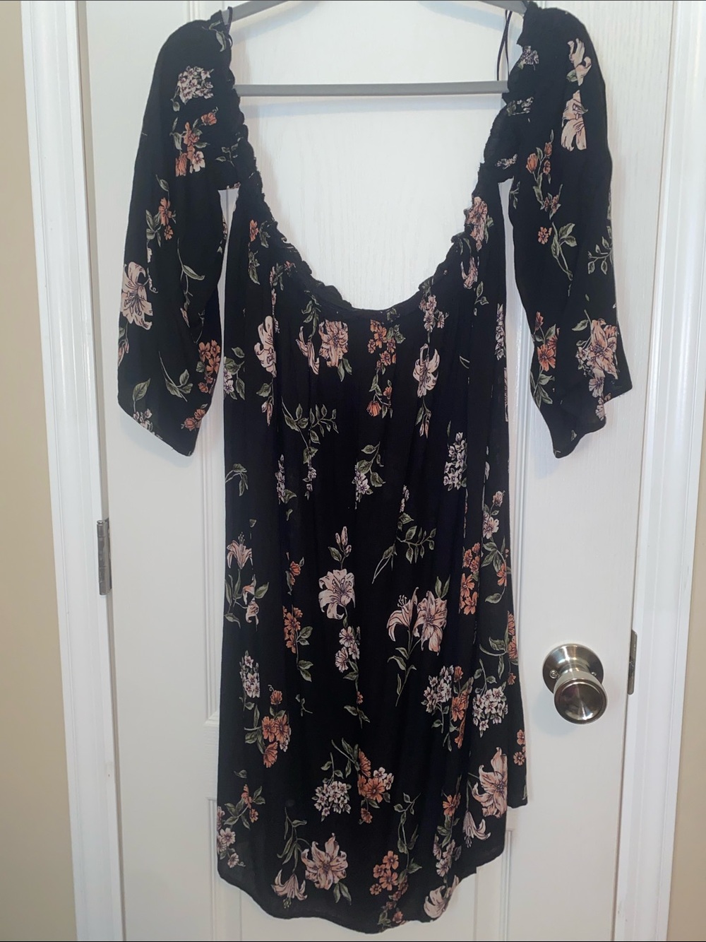 Angie Black Floral Midi Dress